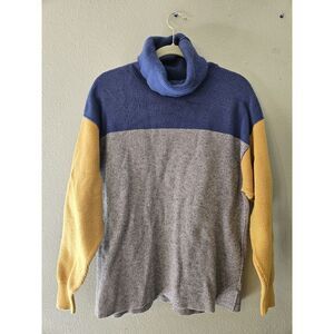 Free People Colorblock Turtleneck Sweater Size Small Ribbed‎ Over-sized